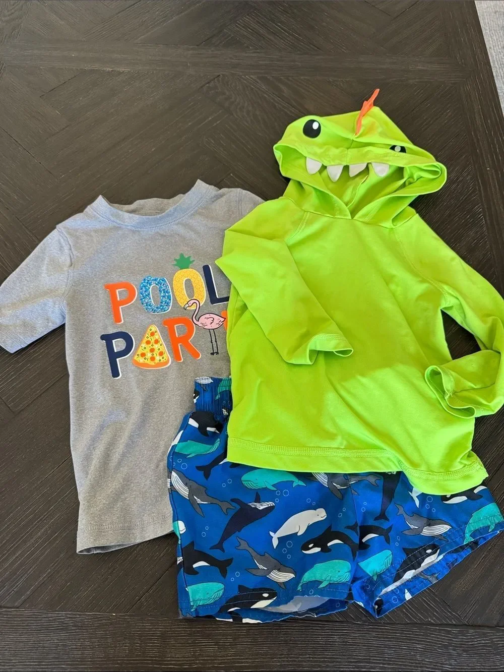 Cat & Jack Toddler Swim Set 18M-2T | Rash Guard Swim Trunks Pool Party Shirt 3 P